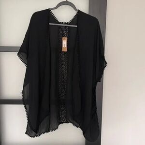 Steve Madden Black Duster Lace Embroidered Cover Up NWT